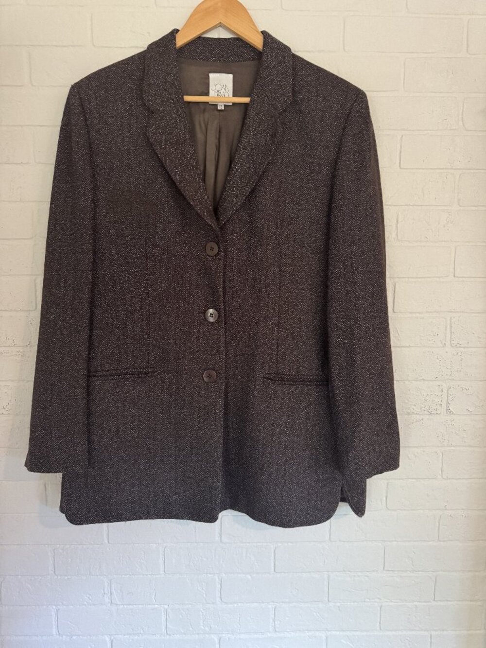 Vintage Joan & David Wool Blazer Gray Size 12 Made Italy 8R5ED-closet
